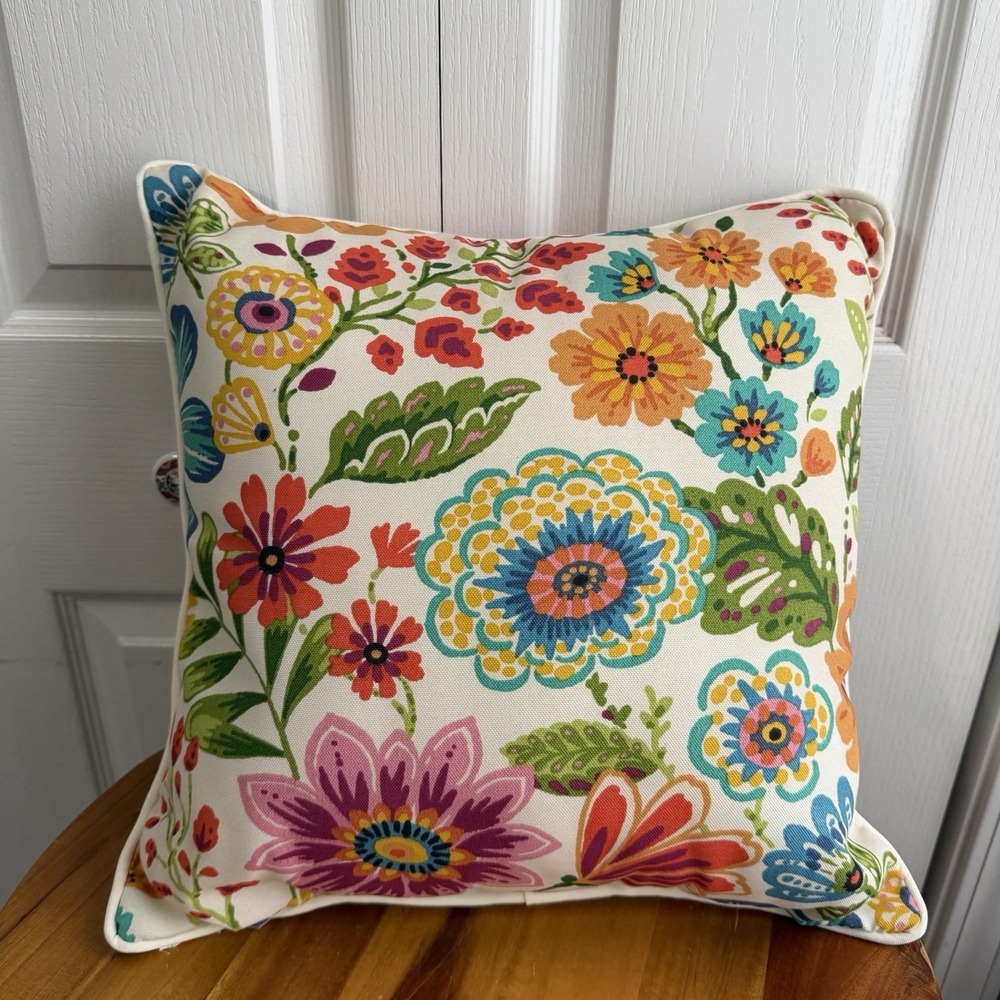 Pillow Perfect Multicolor Floral Indoor Outdoor 15 X 15 Pillow Cottage Boho